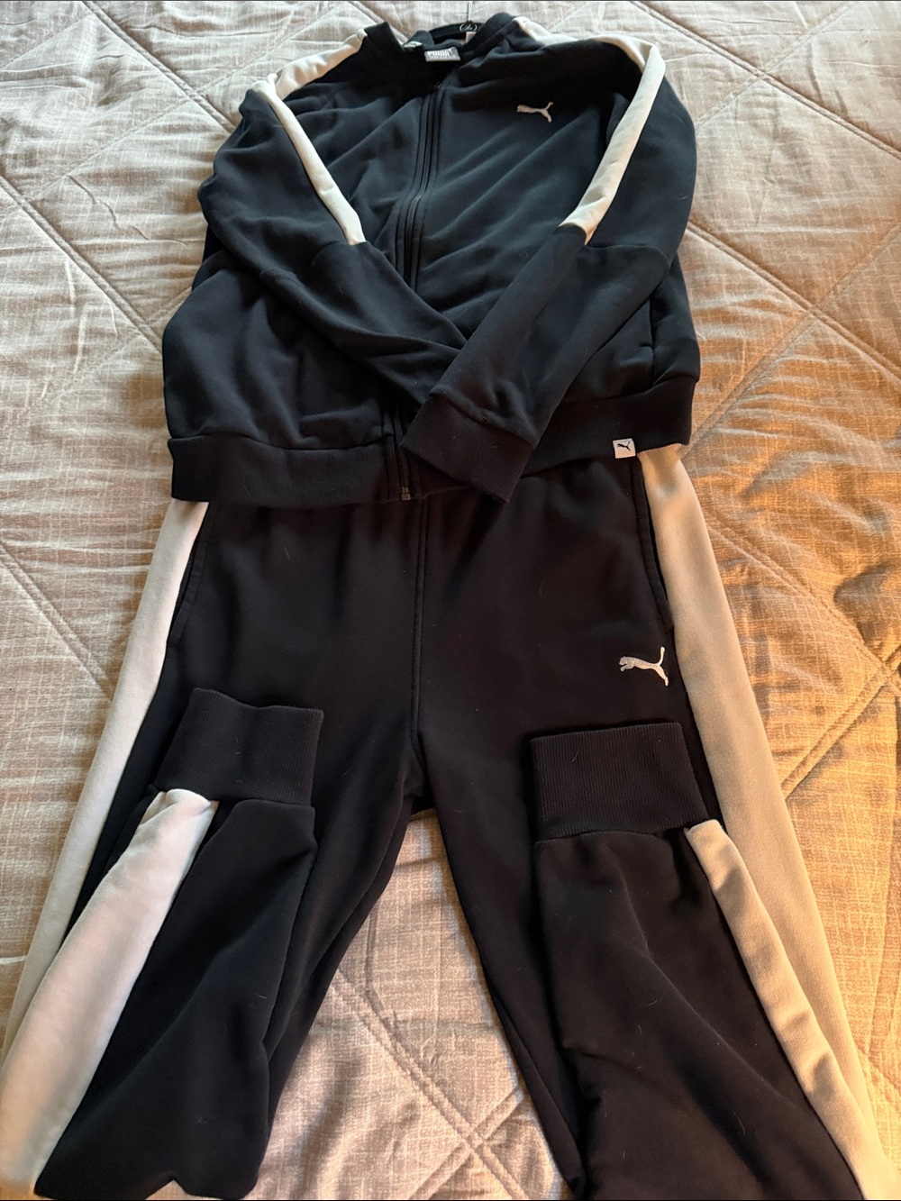 Puma Black and Light Gray Women's Track Jacket & Pants Set